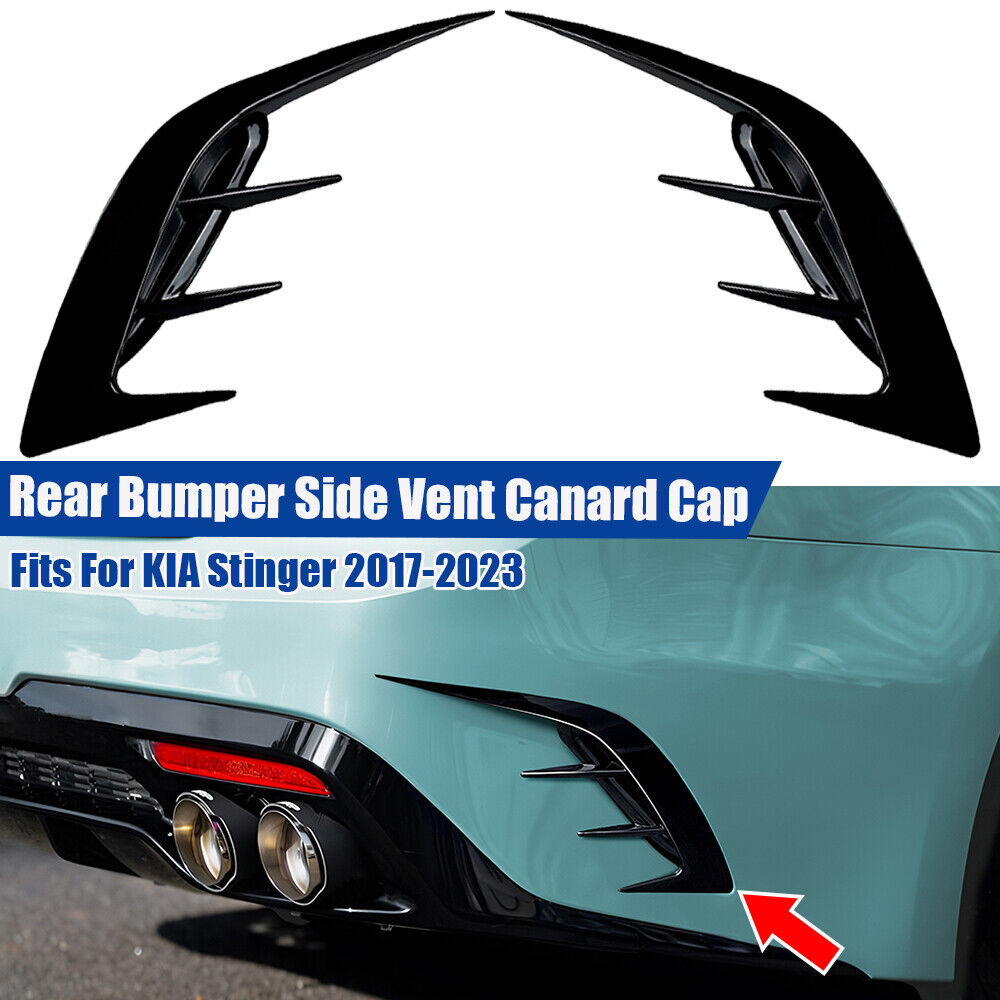 2pcs For KIA Stinger 2017-2023 Gloss Black Rear Bumper Side Vent Canard Cover