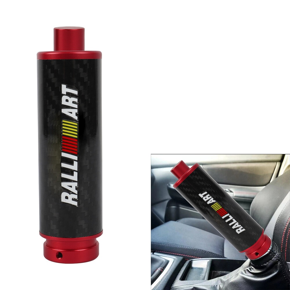 1PCS RALLIART Red Carbon Fiber Car Handle Hand Brake Sleeve Universal Fitment