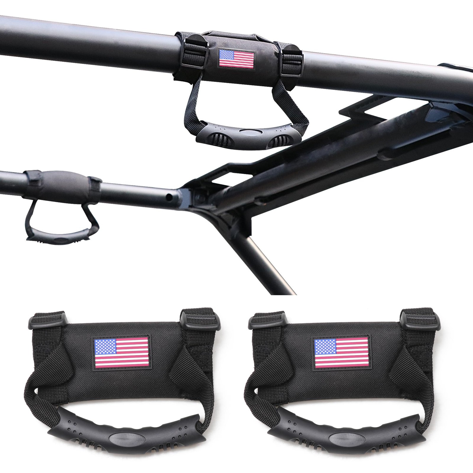 RERPRO UTV ATV Roll Bar Grab Handles Grips Compatible 1.5” - 1.75”, Black