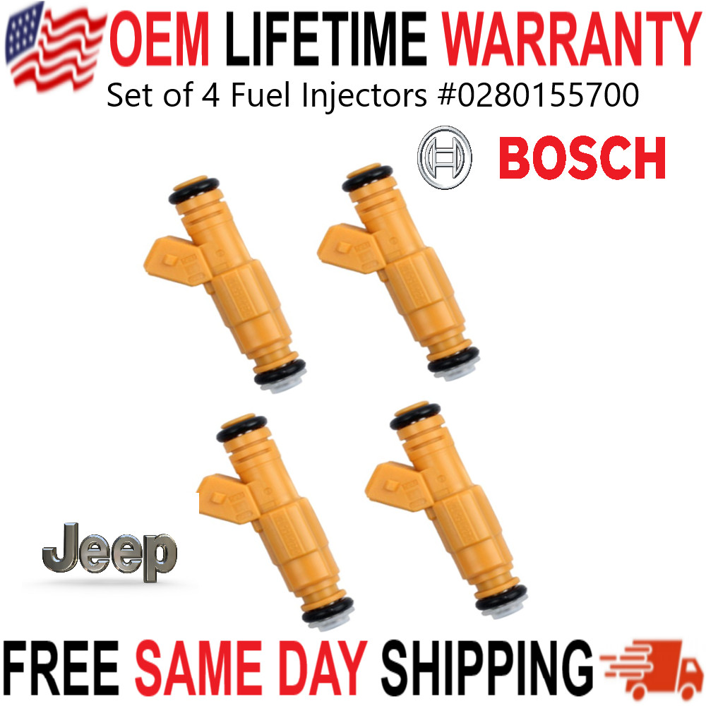 UPGRADED OEM Bosch x4 4hole 32LB Fuel Injectors for 89-98 Jeep Cherokee Wrangler