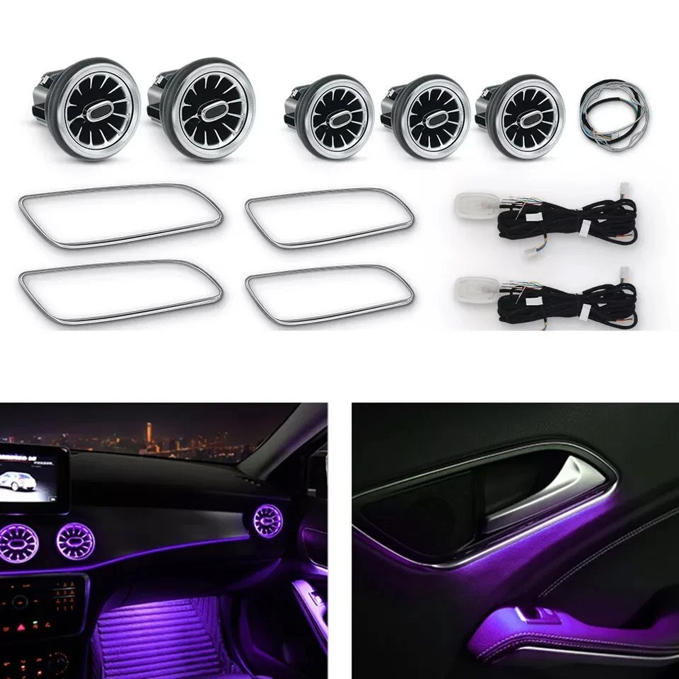 Set For Mercedes Benz CLA Class W117 W176 Air Vents LED Ambient Light 12 Colors