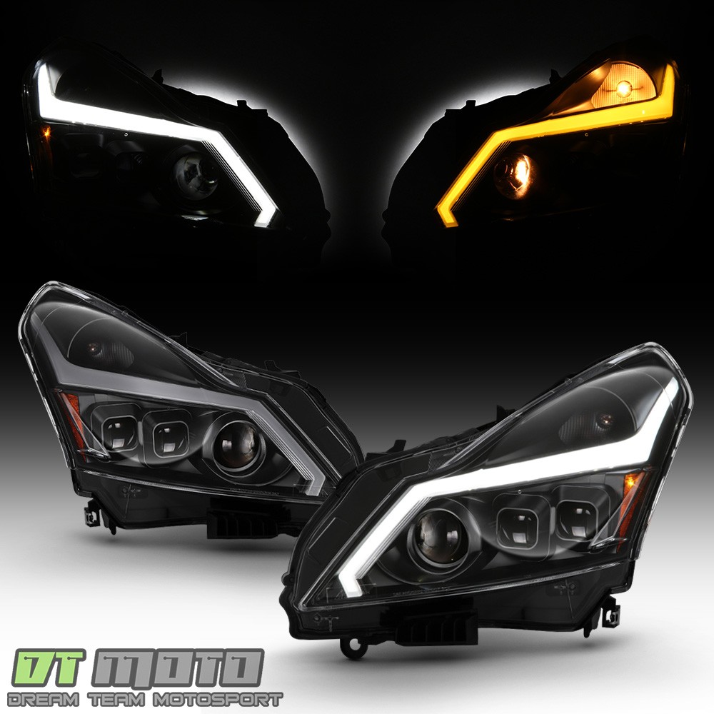 Black Headlights w/ LED Sequential Signal Switchback DRL For 2010-2013 G37 Sedan Black Headlights w/ LED Sequential Signal Switchback DRL For 2010-2013 G37 Sedan