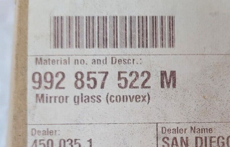 19-24 PORSCHE 911 992 / TAYCAN RIGHT AUTO DIM MIRROR GLASS BLIND SPOT wide-angle