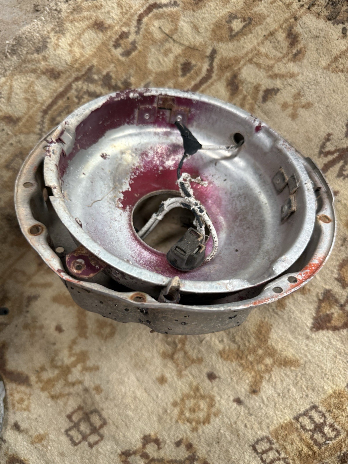 Vintage 1950s OEM Headlight Bucket Housing Assembly