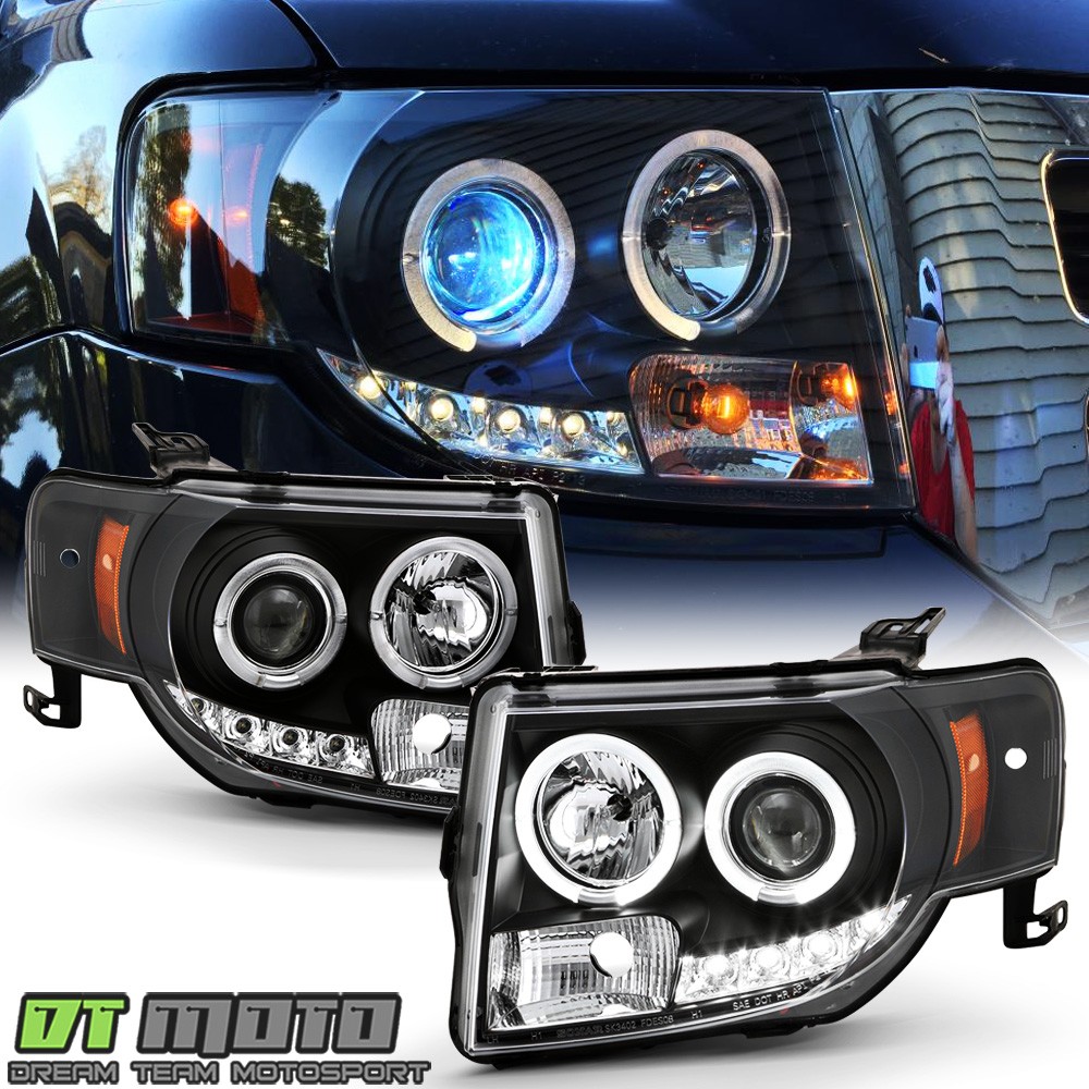 Black 2008-2012 Ford Escape LED Halo Projector Headlights Headlamps Left+Right Black 2008-2012 Ford Escape LED Halo Projector Headlights Headlamps Left+Right