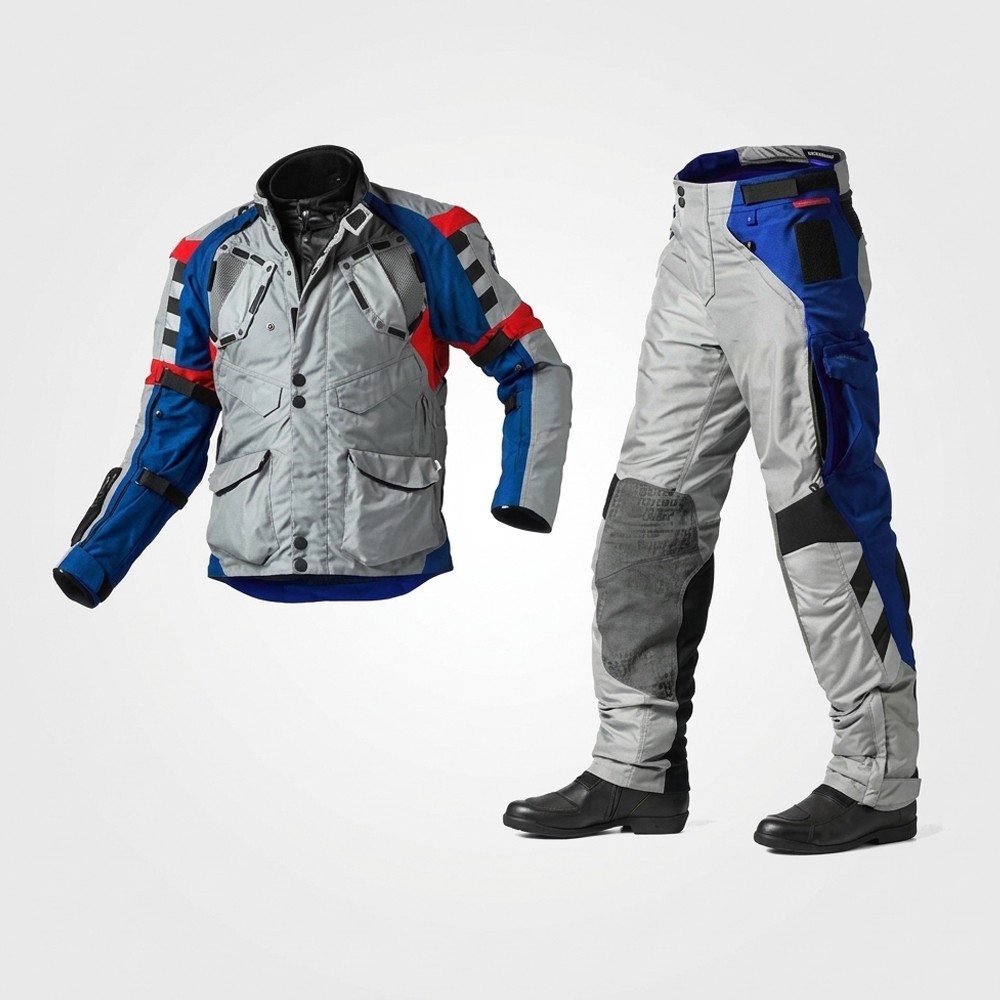 Pro 3 BMW Motorrad Rallye Grey Blue Jacket and Pant Motorcycle Riding Suit