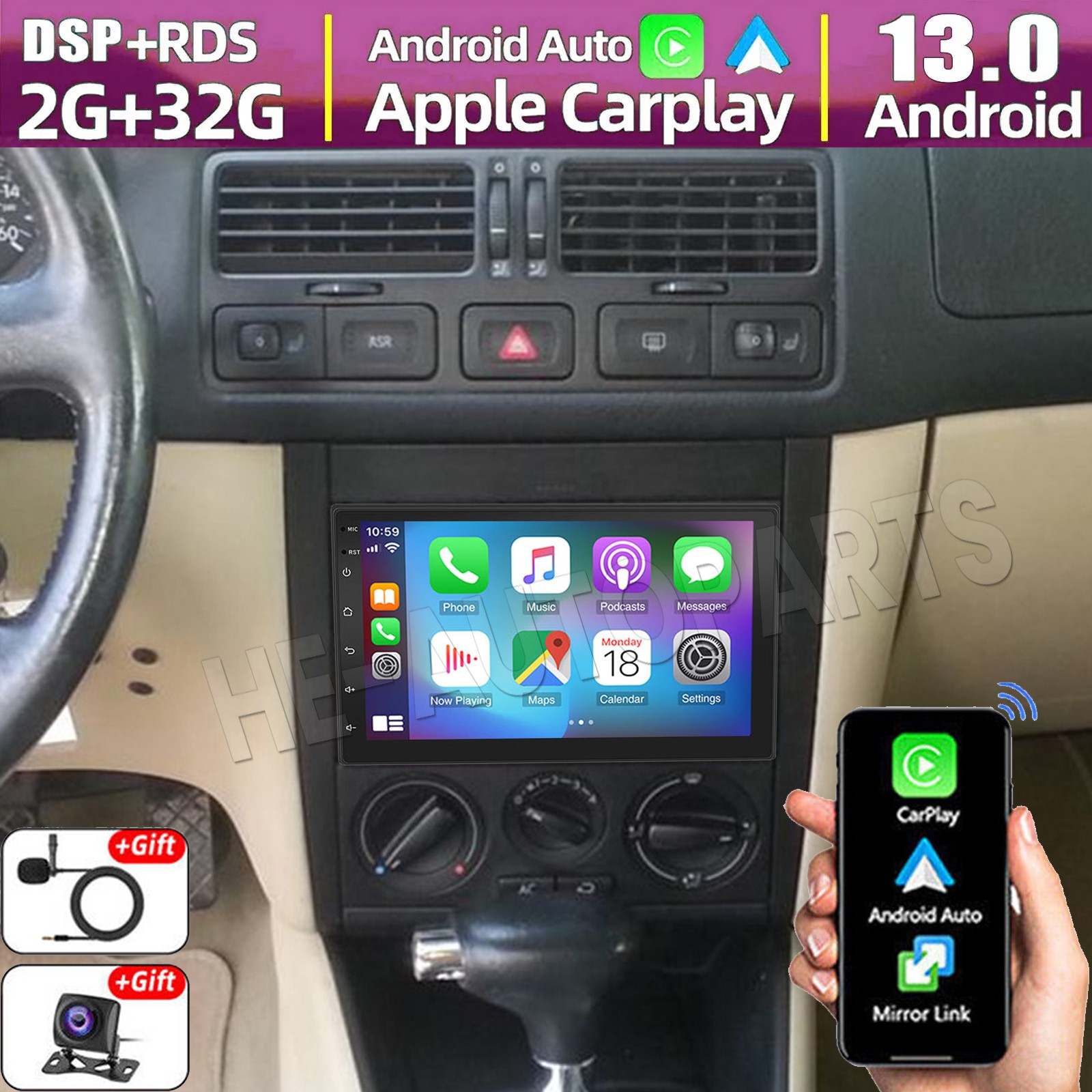 7'' Android 13 For VW Jetta 1999-2005 Apple CarPlay Car Radio Stereo GPS Player