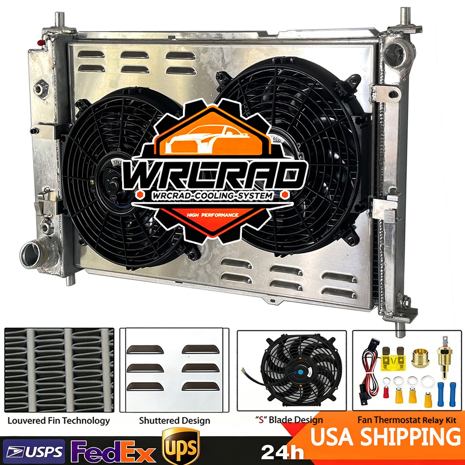 Radiator Shroud Fan For 1997-2004 2003 02 Ford Mustang GT SVT 4.6/5.4L V8 AT/MT