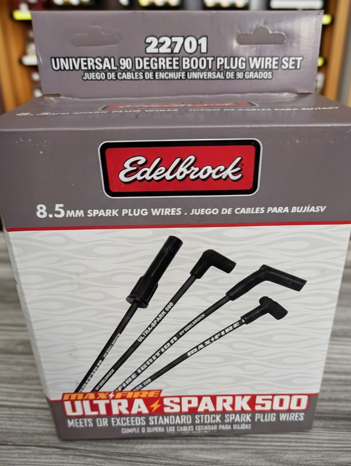 NEW Edelbrock 22701 Max-Fire Ultra-Spark 500 Plug Wire Set 90 Degree 8.5MM