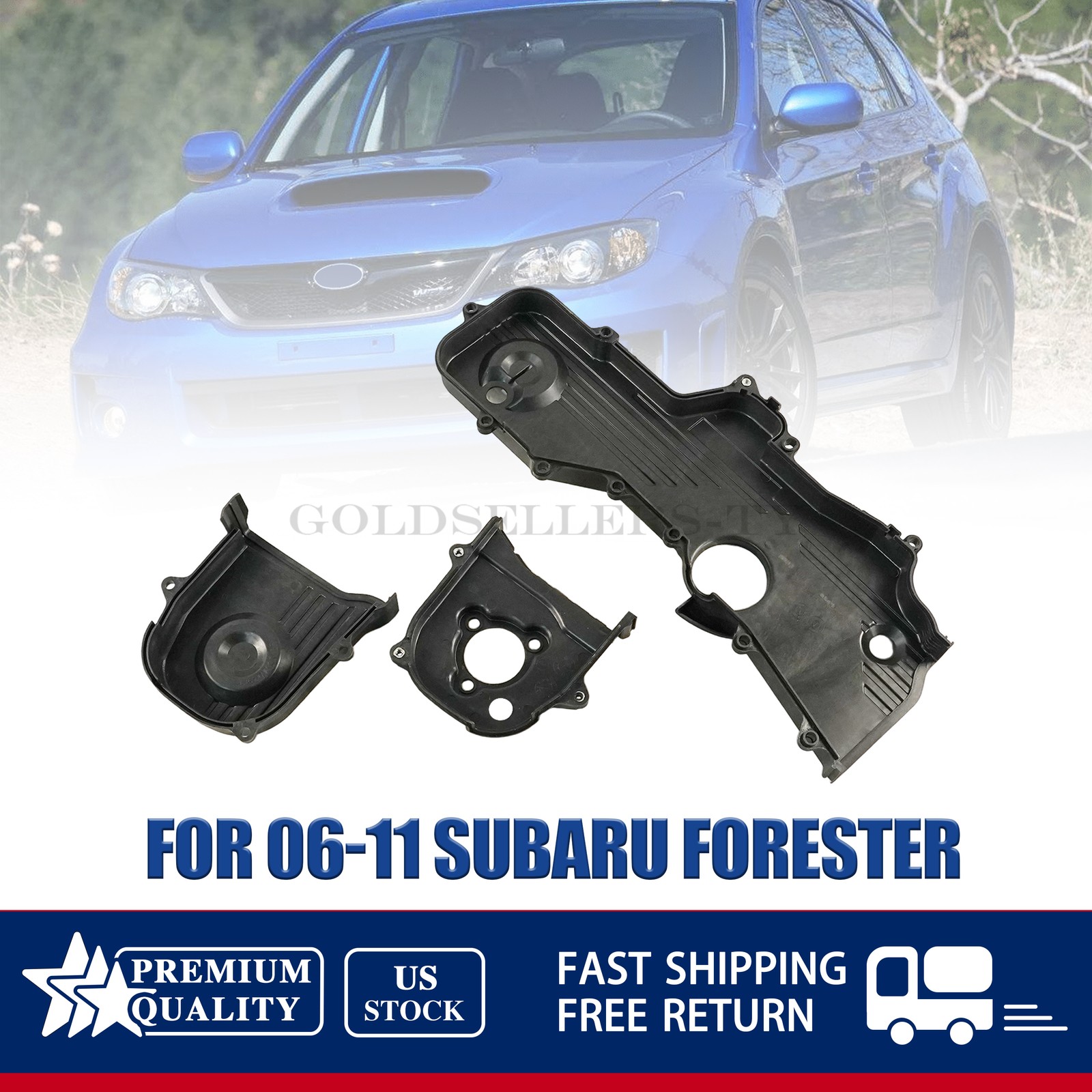 Fit 2006-11 Subaru Forester Inner Left & Outer Right & Front Engine Timing Cover
