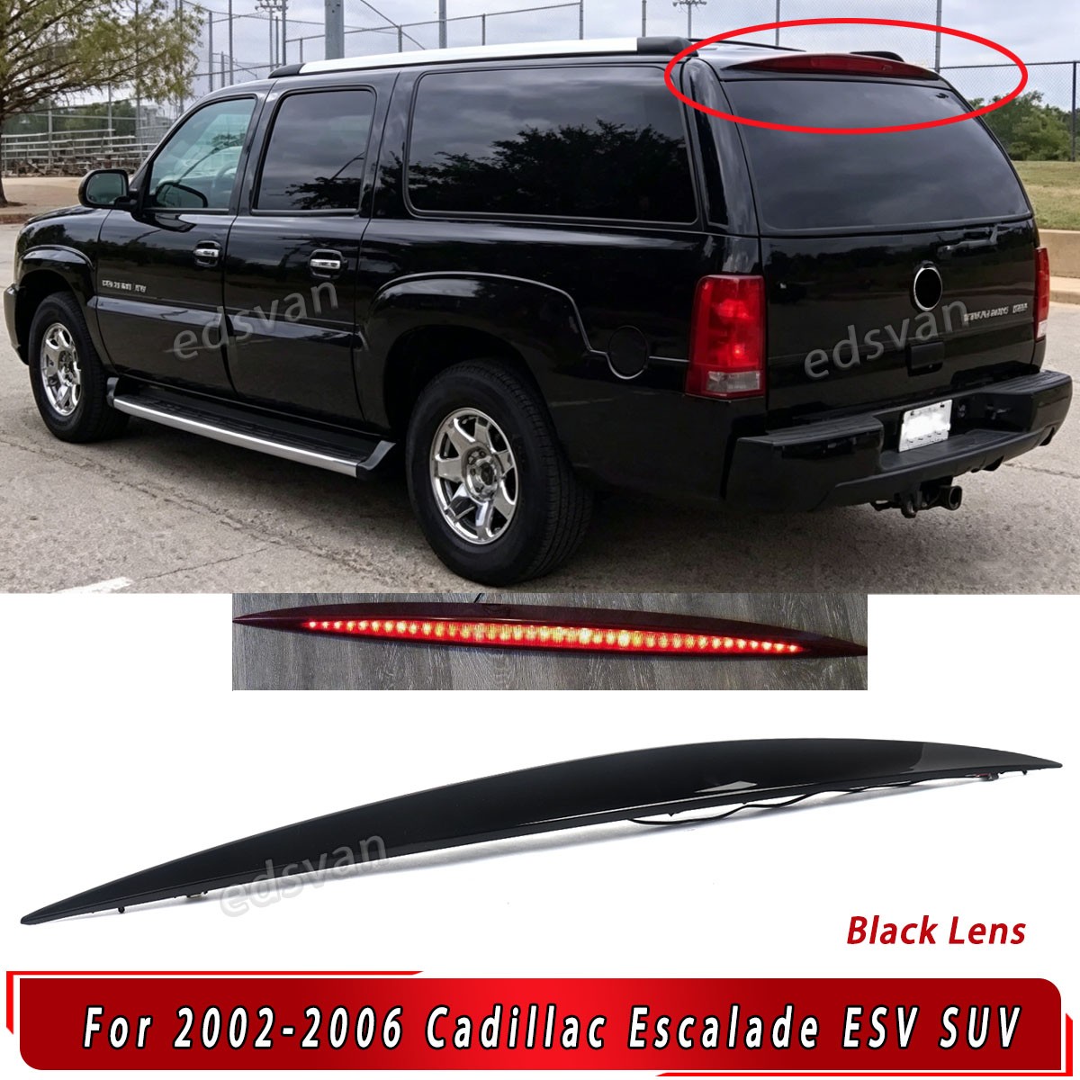LED Third Brake Light Black Lens For 2002-06 Cadillac Escalade ESV SUV 15044516