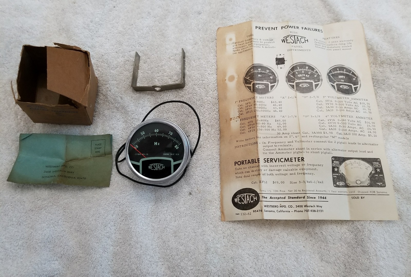 Vintage Sonoma Westach Electric Frequency Hertz Meter (New)