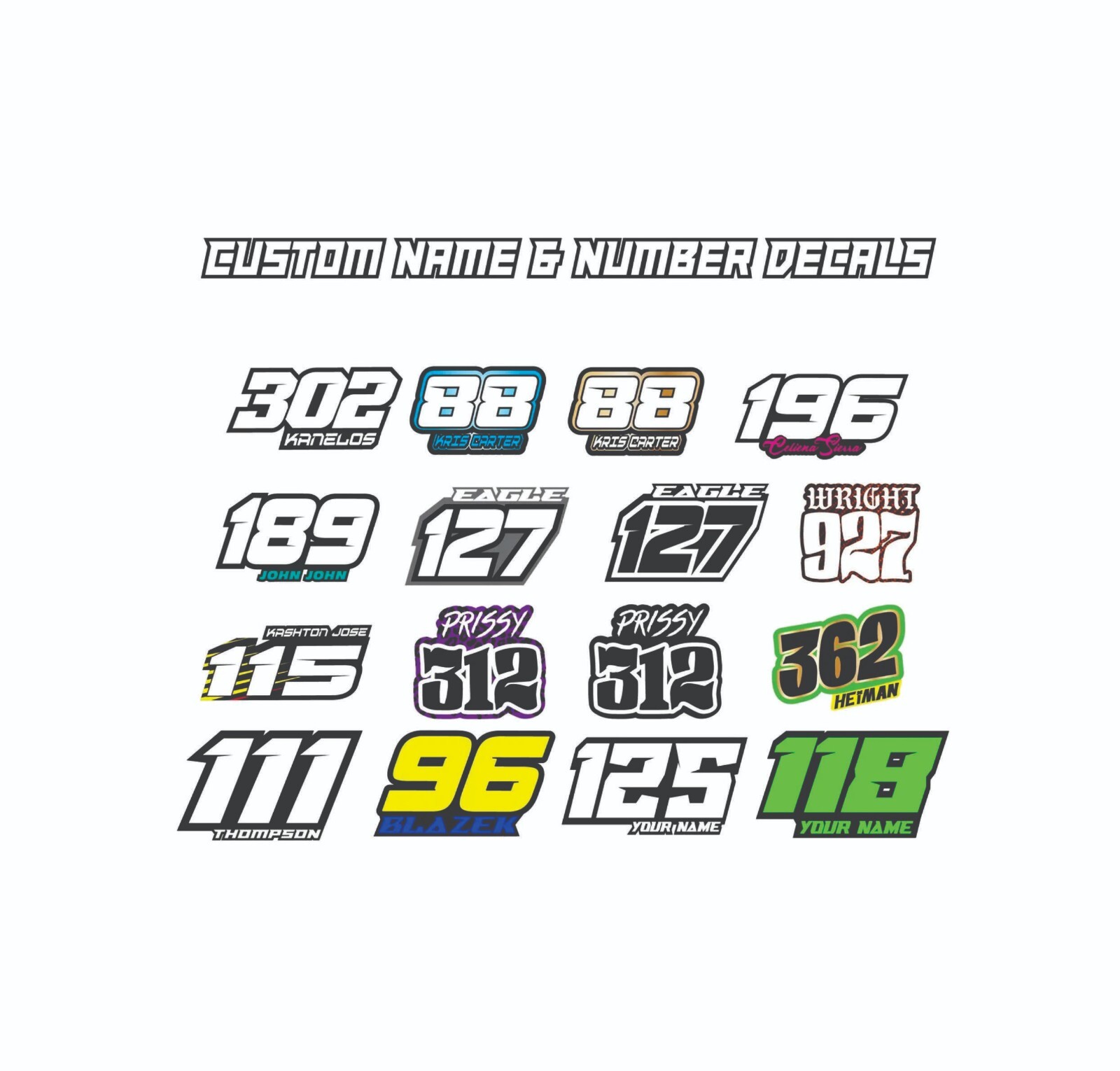 1 PC Custom Race Numbers  Stickers Decals Vinyl Racing Dirt bike MX Motocross x3