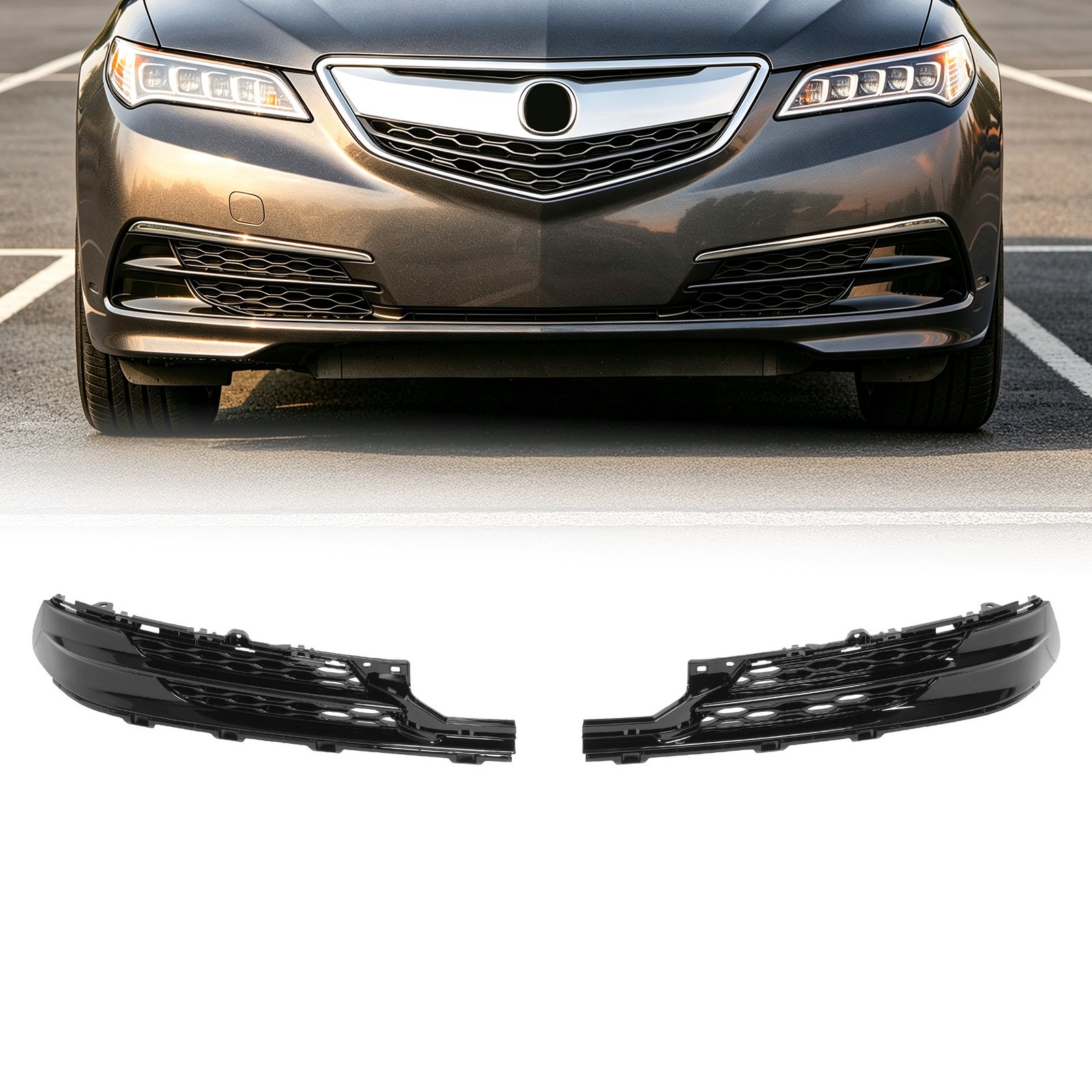 Pair of Gloss Black Front Bumper Grille For Acura TLX 2015-2017 #AC1038106 Pair of Gloss Black Front Bumper Grille For Acura TLX 2015-2017 #AC1038106