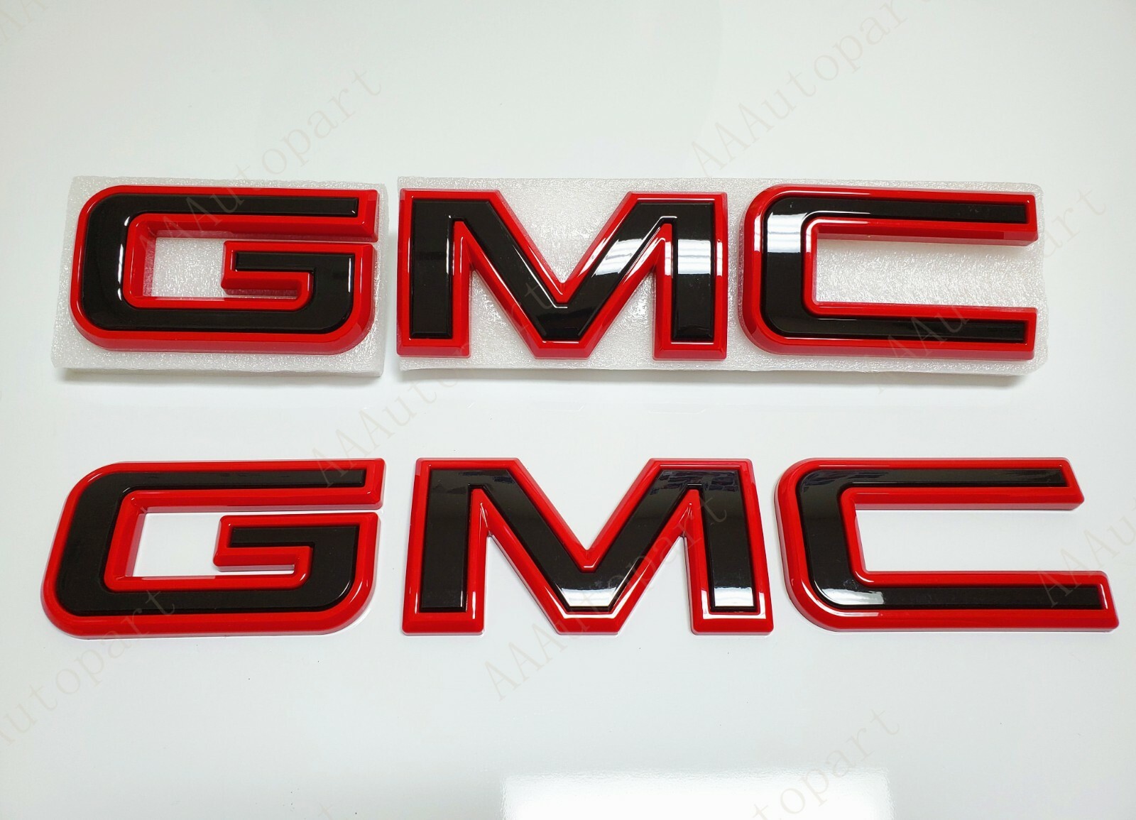 Custom Front & Rear Emblem Black Red Fit 2019-2026 GMC Sierra 1500 2500HD 3500HD