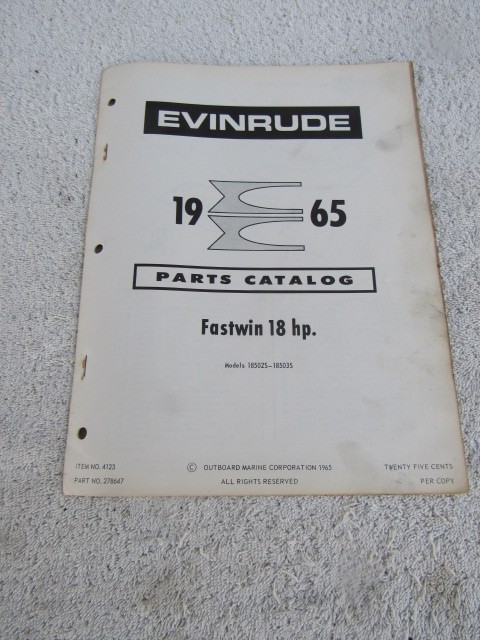 Evinrude antique outboard motor ORIGINAL factory parts list 1965 18hp 18502 8503 Evinrude antique outboard motor ORIGINAL factory parts list 1965 18hp 18502 8503