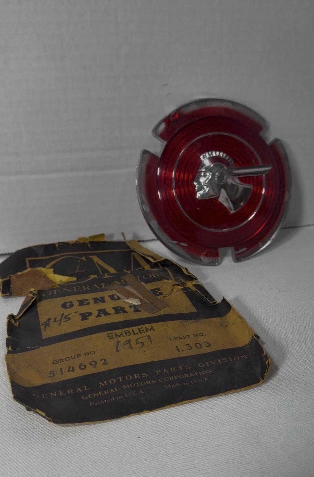 NOS 1951 Pontiac Grille Emblem Medallion Part #514692 - Original GM packaging