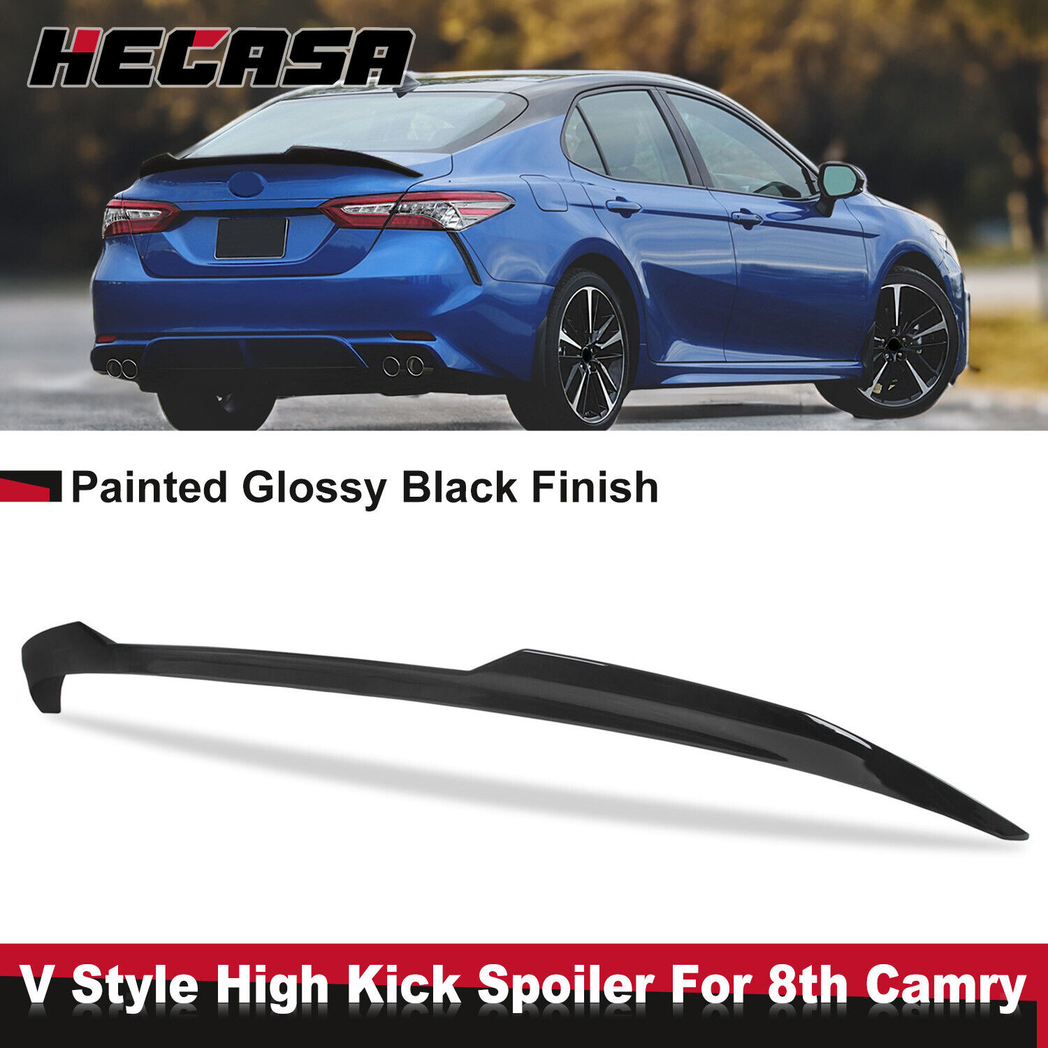 HECASA Rear Trunk Spoiler Wing For Toyota 18-24 Camry SE XSE LE XLE JDM V Style