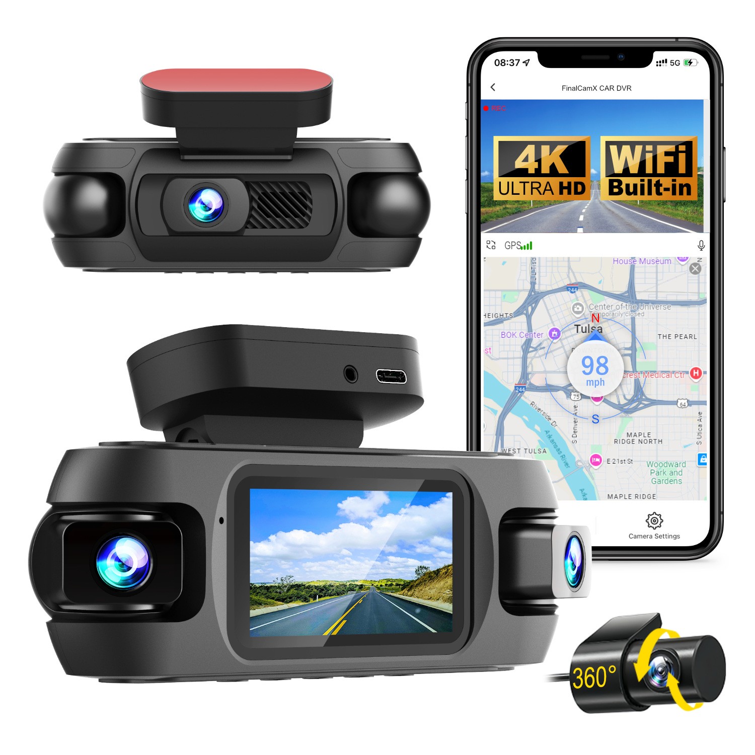 Car Camera 5G WIFI &GPS Dash Cam 4 Channel 4K 360° Front Rear Inside Dash Cam US Car Camera 5G WIFI &GPS Dash Cam 4 Channel 4K 360° Front Rear Inside Dash Cam US