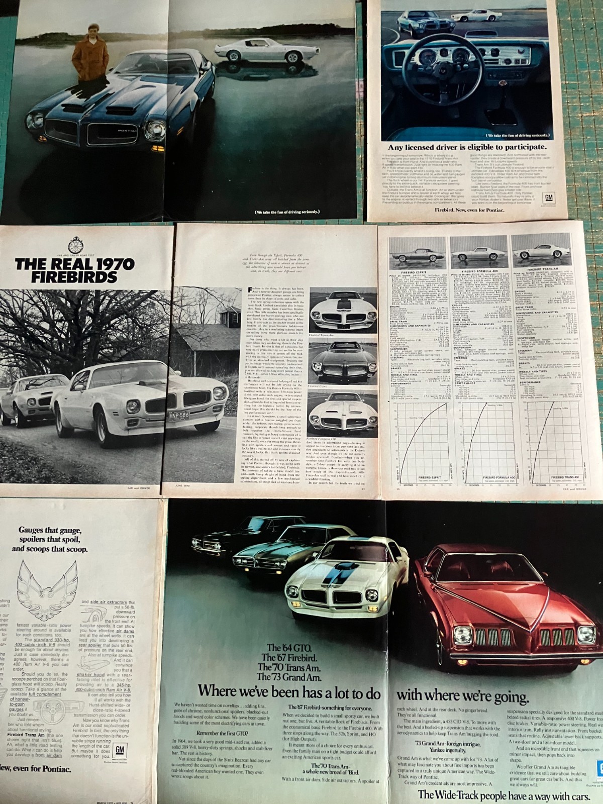 *LOT of 4* 1970 Pontiac Trans Am Firebird Formula*Original* foldout print car ad
