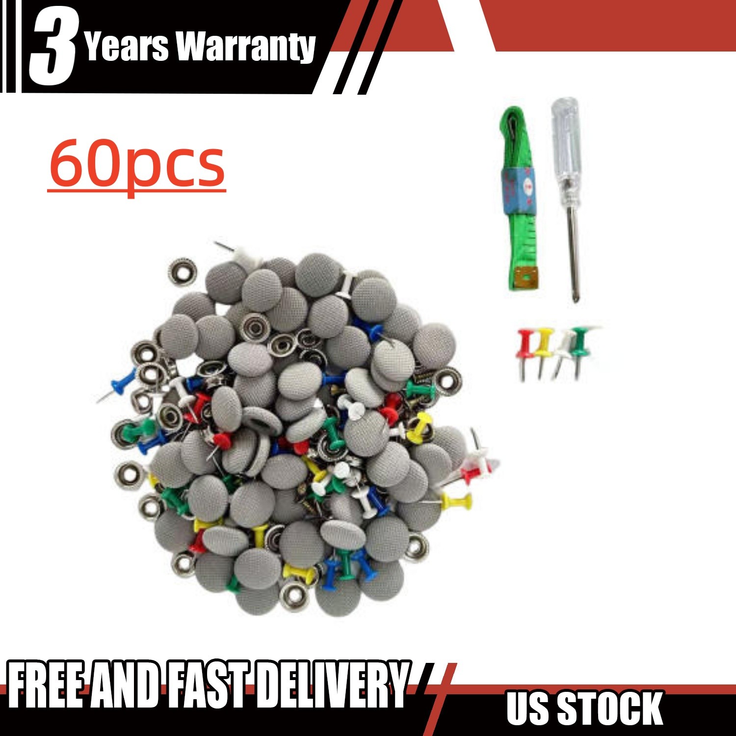 60PCS Repair Buckle Sagging Headliner Pins Rivet Snap Car Roof Liner Ceiling Kit