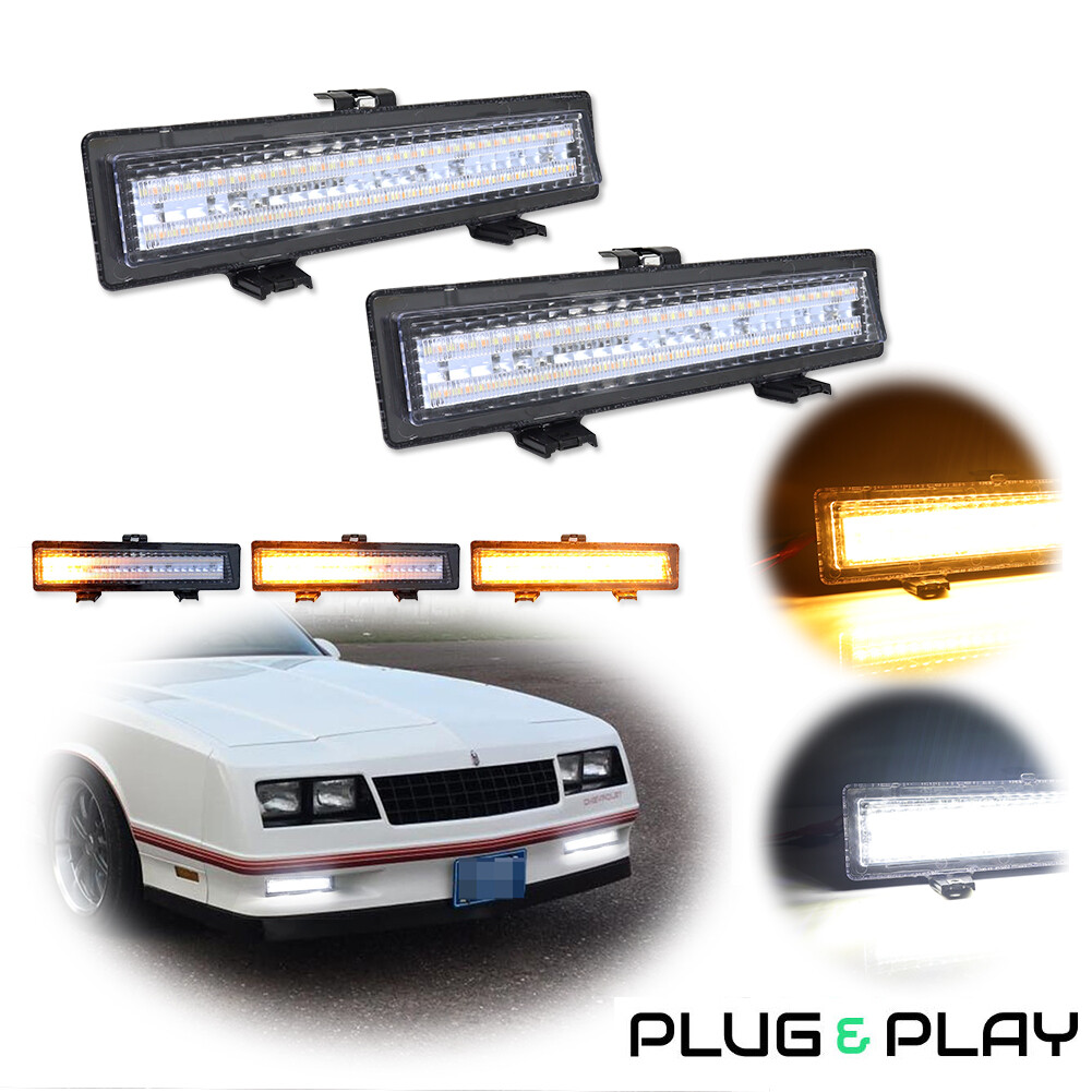 For 81-88 Chevrolet Monte Carlo SS Clear Switchback LED Parking Signal Light Set