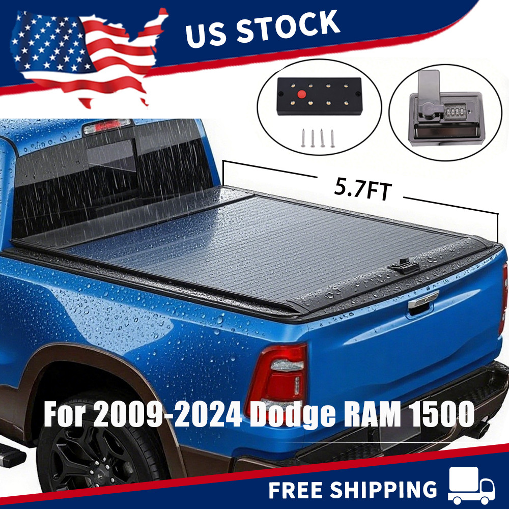 5.7Ft Truck Bed Tonneau Cover Retractable For 2009-2024 Dodge RAM 1500 US