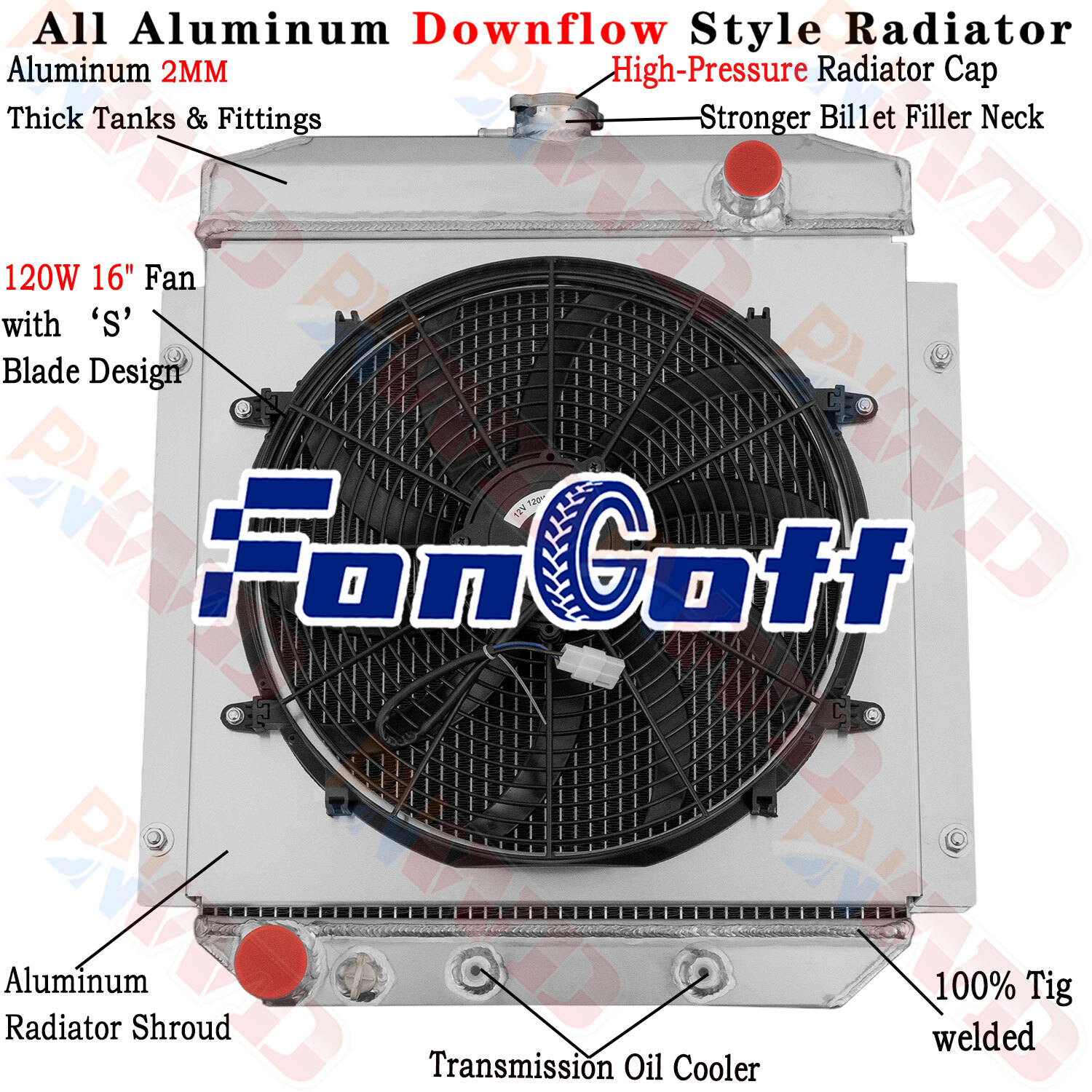 3 Row Radiator Shroud Fan For 54 55 56 Ford Country Sedan Squire Fairlane 5.1L