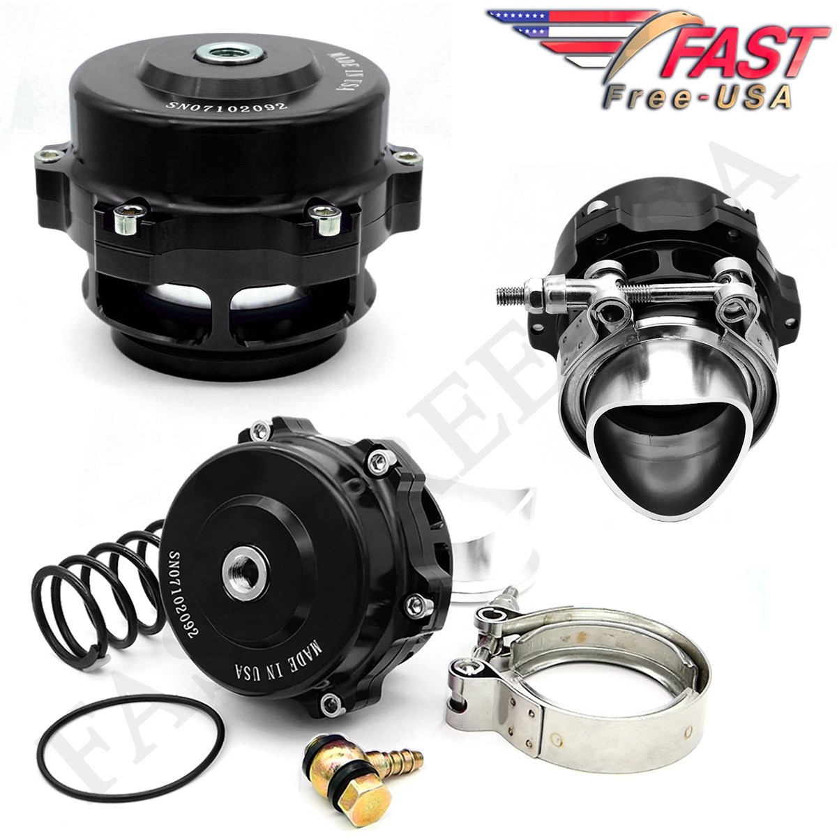 BV50 Black 50mm Blow Off Valve (BOV) 6PSI/18PSI Springs Fits Tial V-Band Flange