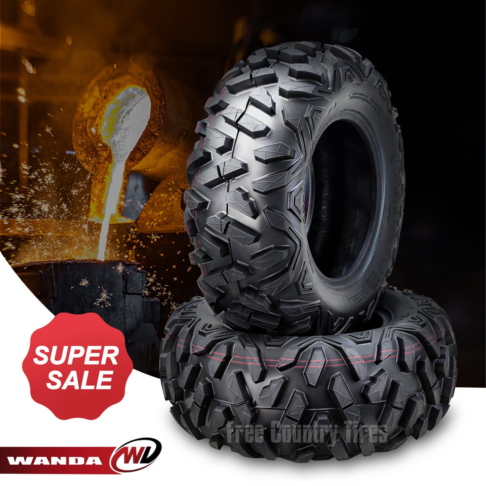 2 WANDA ATV UTV Tires AT 25x8-12 25x8x12 6PR/P350 Bighorn Style All Terrain 2 WANDA ATV UTV Tires AT 25x8-12 25x8x12 6PR/P350 Bighorn Style All Terrain