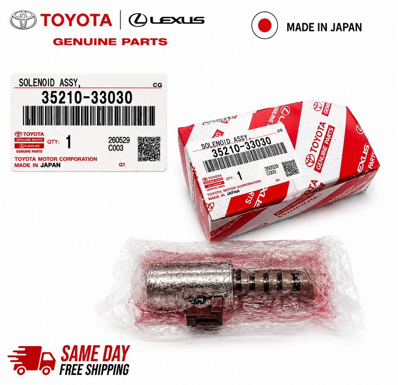 35210-33030 Genuine Toyota Solenoid Assy Clutch Control No.1 3521033030 OEM NEW