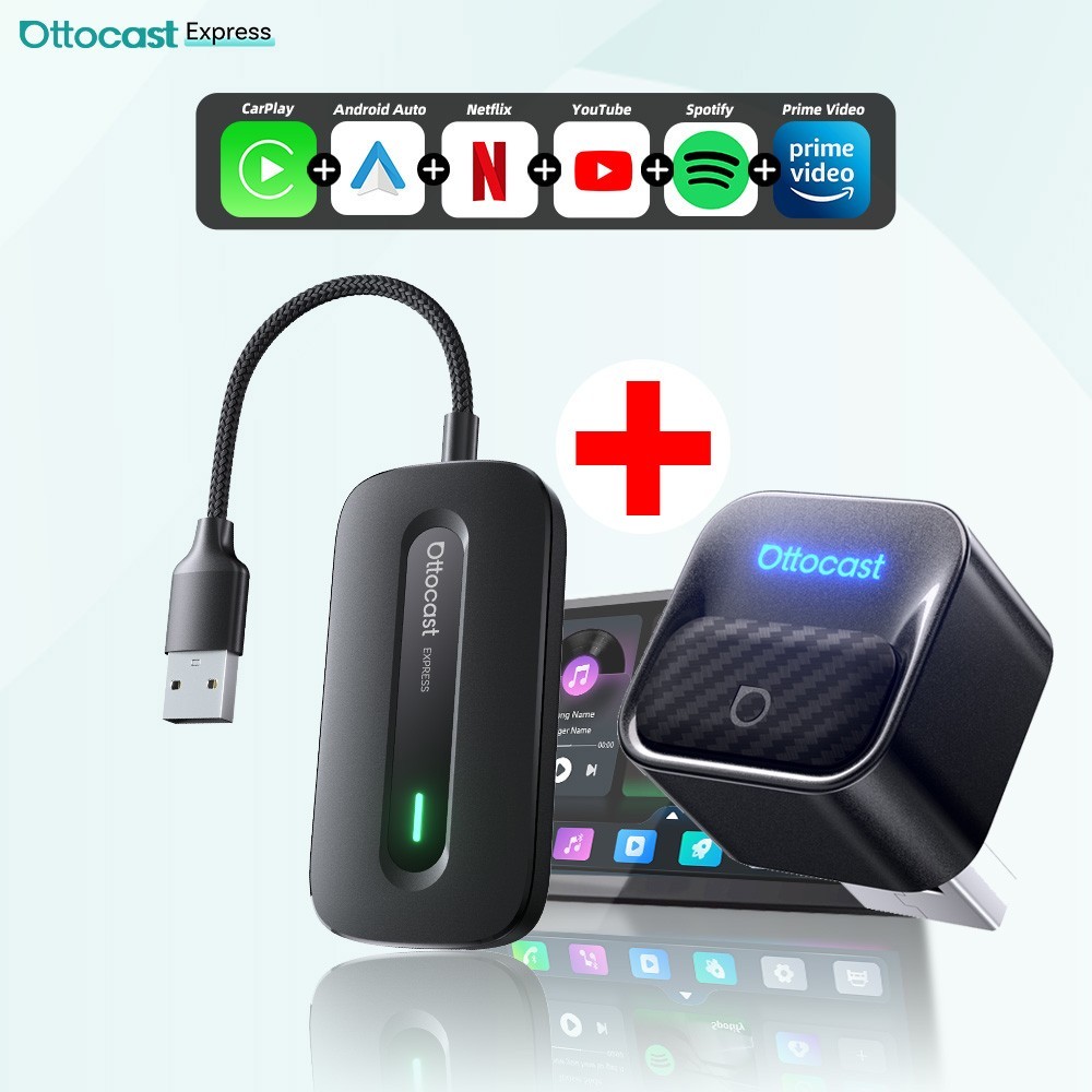 Ottocast EXP Android AI BOX +Mini Core Wireless Carplay &Android Auto Adapter