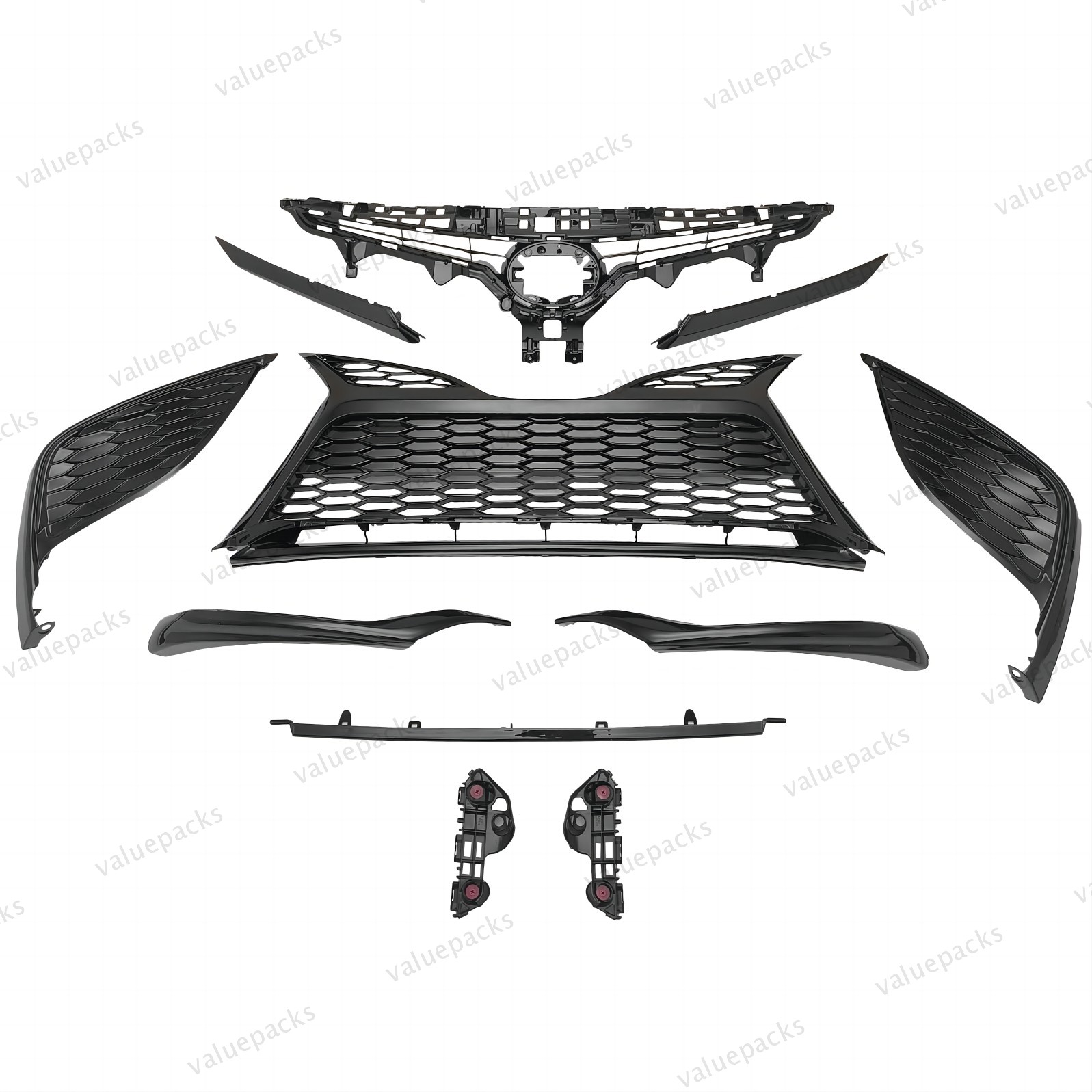 11PC For Camry SE 2021 2022-2024 Grille Mesh Bumper Moulding Fog light Cover Kit