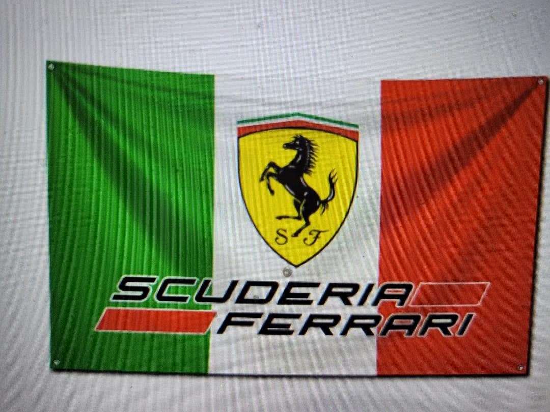 FERRARI SCUDERIA FLAGS 5FT X 3FT. 2 GROMMETS. DINO, 308GT ENZO 512 BOXER 348 F1.