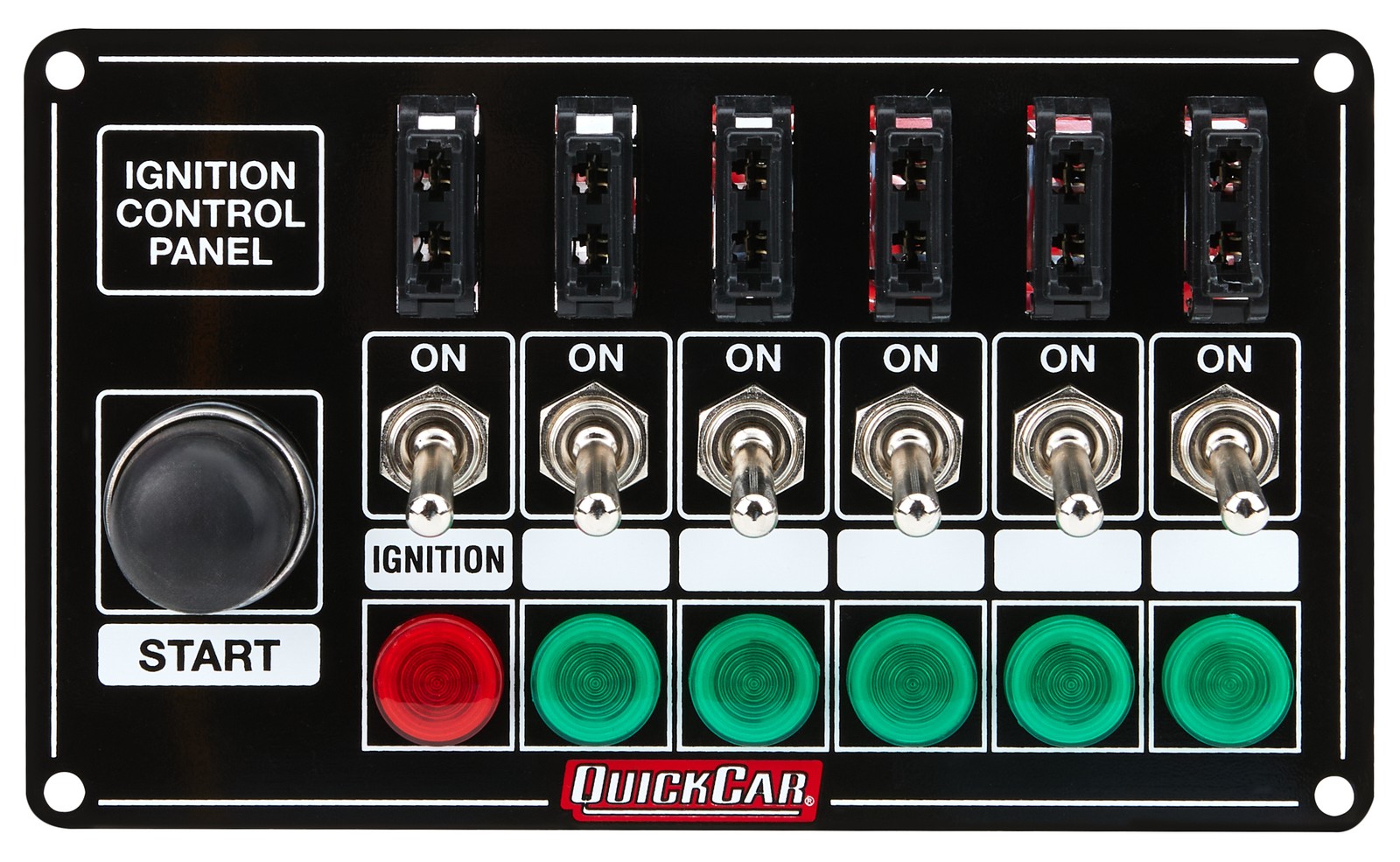QuickCar Racing QRP50-864 Ignition Panel Black Fused w/Start But. & Lights