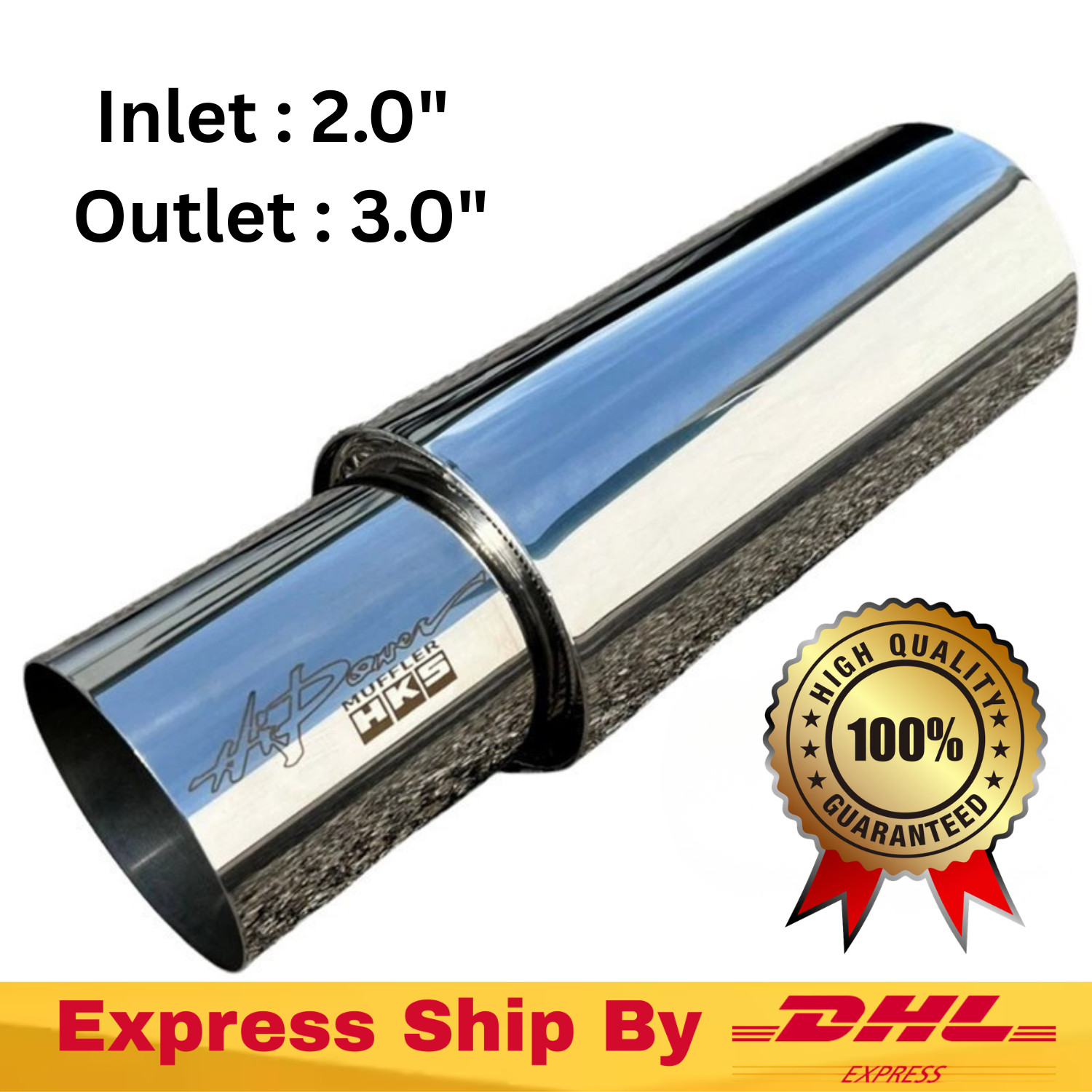 HKS OEM HI-POWER Inlet 2.0 Outlet 3.0 Inches EXHAUST MUFFLER Single Universal