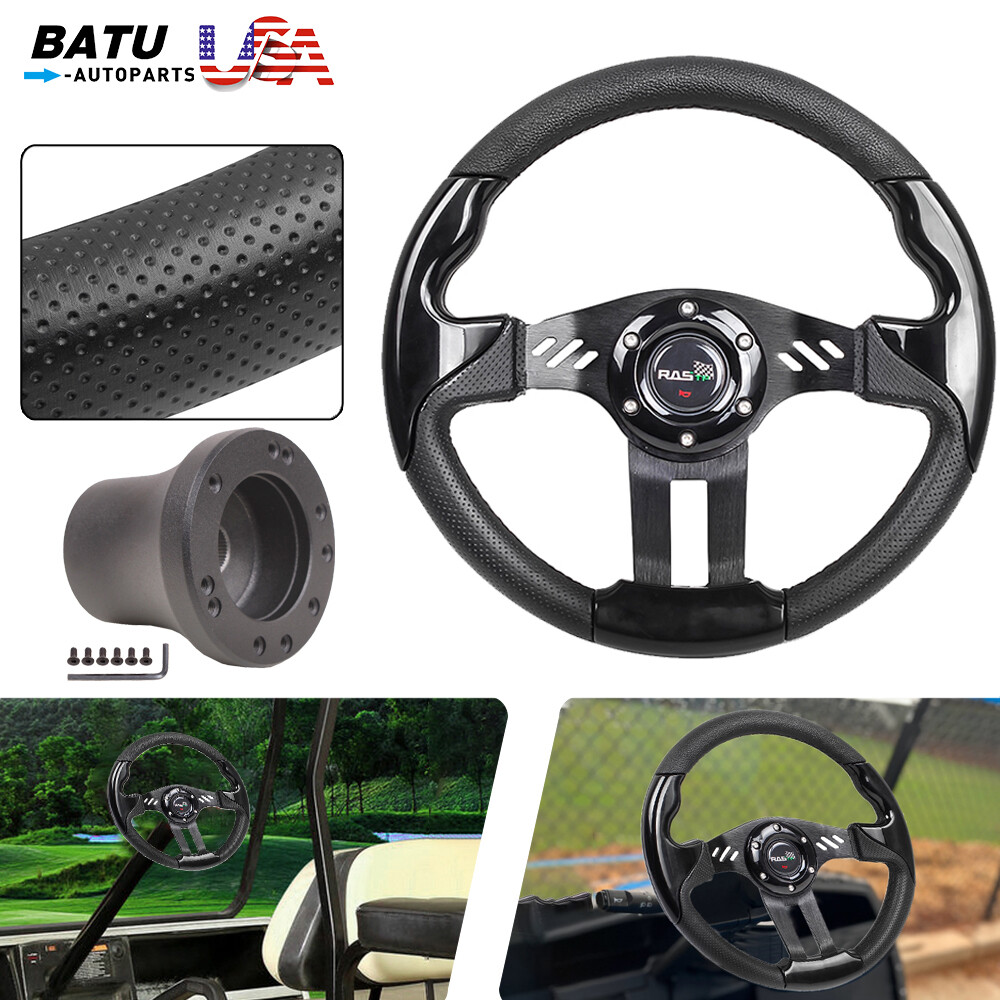 13inch Black Golf Cart Steering Wheel &Black Hub Adapter for Club Car DS 1984-UP