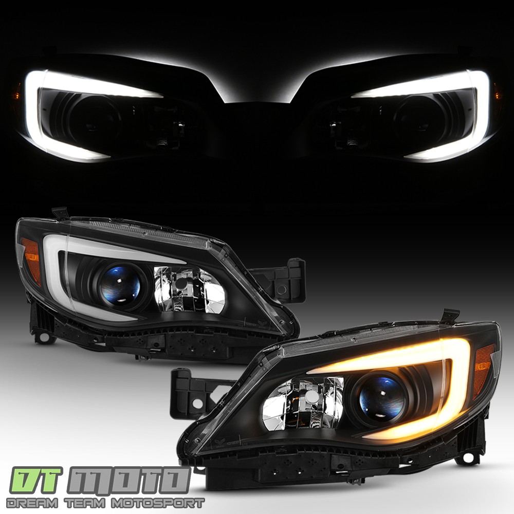 For 2008-2014 Subaru Impreza WRX Halogen LED DRL Switchback Projector Headlights