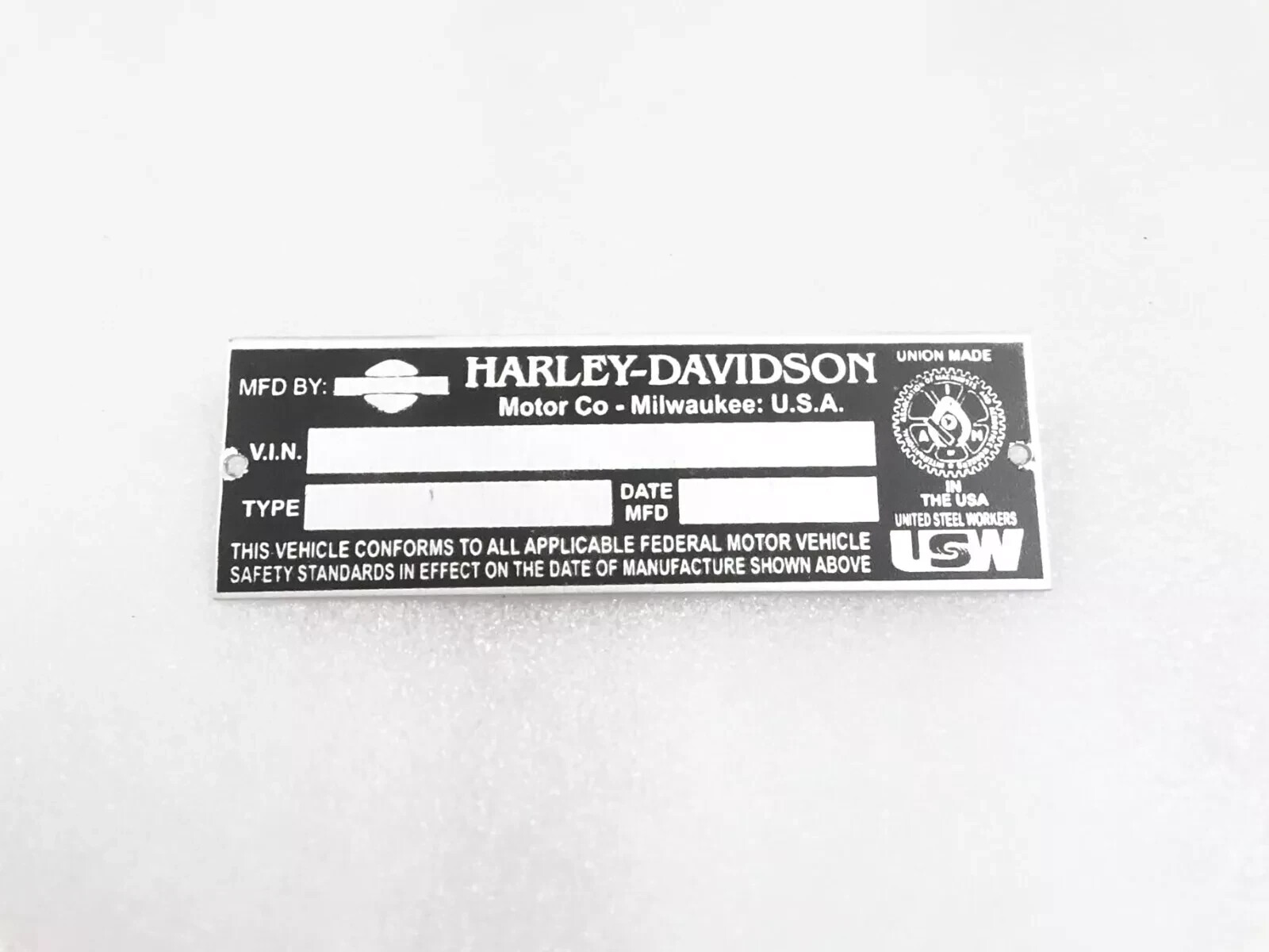 DATA PLATE FOR HARLEY DAVIDSON MOTORCYCLES |Fit For