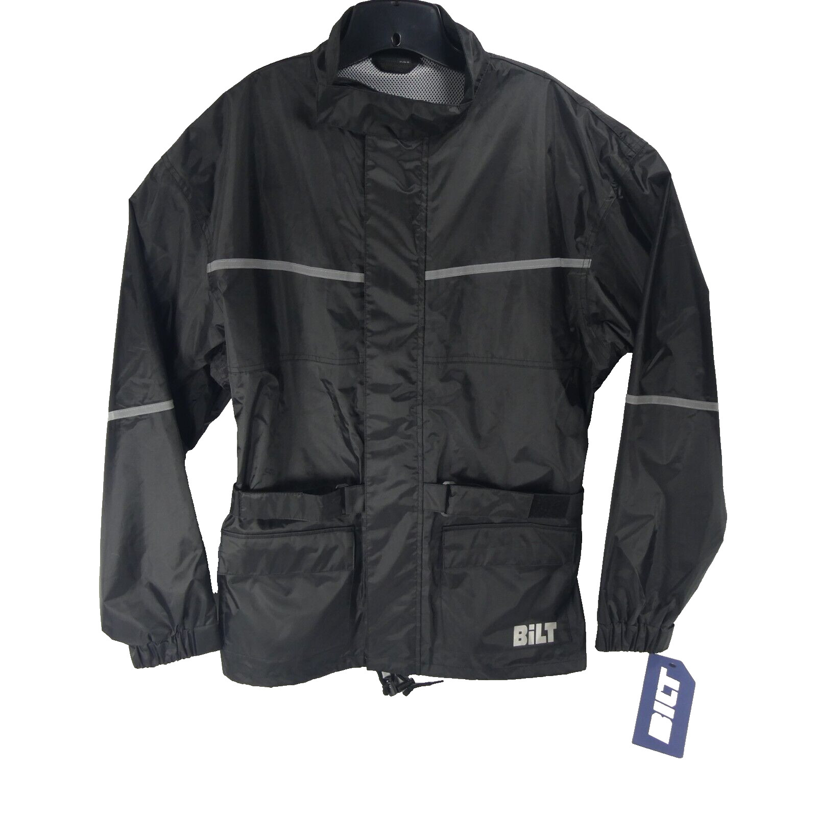 New BILT Black Medium Tornado Waterproof Motorcycle Rain Jacket NWT 