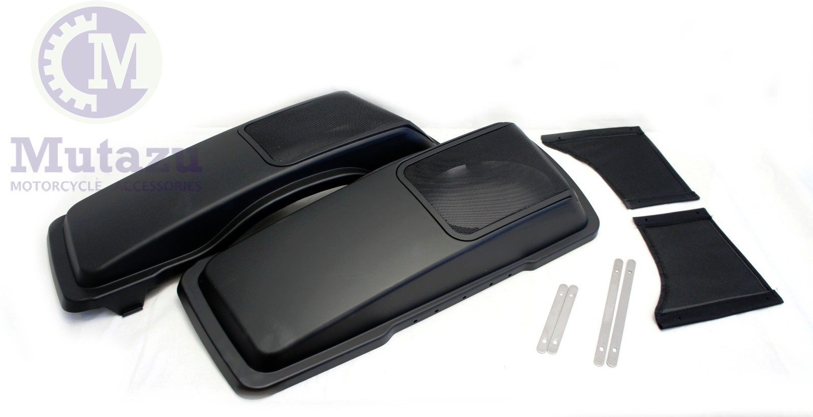 Mutazu Matte Denim Black CVO Speaker Lids 6x9 for Harley FLHR FLHT FLTR 94-2013