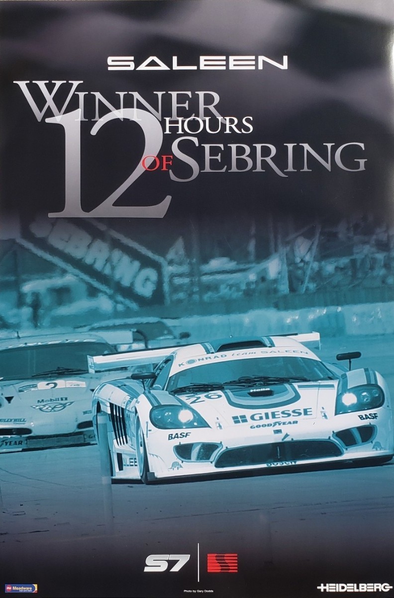 Saleen Winner 12 Hours Sebring S7 Supercar Poster * OEM Stock SHIPS FREE TO USA