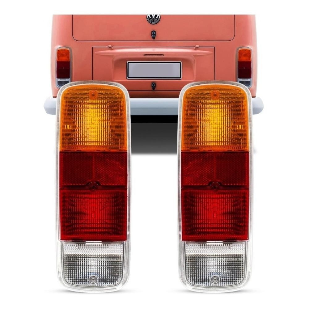 2pcs Set REAR TAIL LIGHT Amber Red Clear LENSES VW T2 BUS Bay Window 1972-1979