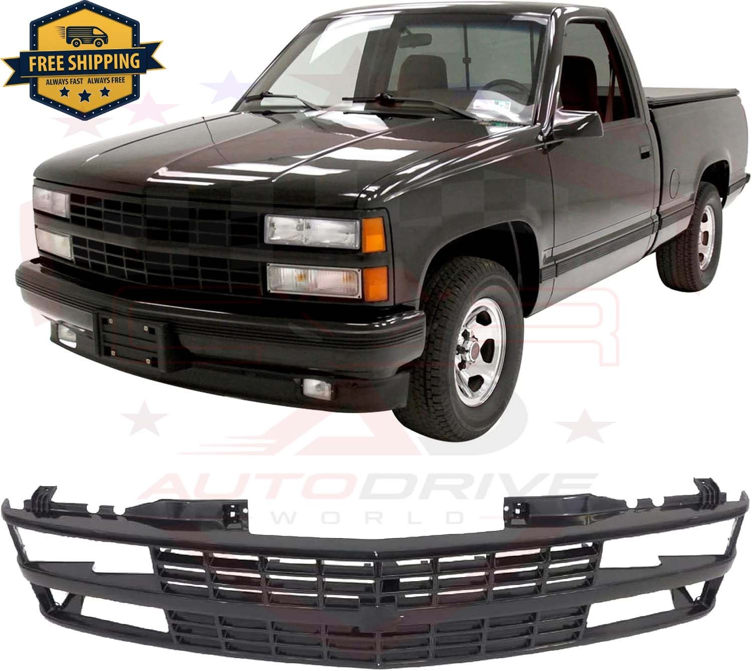 New Front Grille Assembly Black For 1988-1993 Chevrolet C1500 K1500 GM1200228