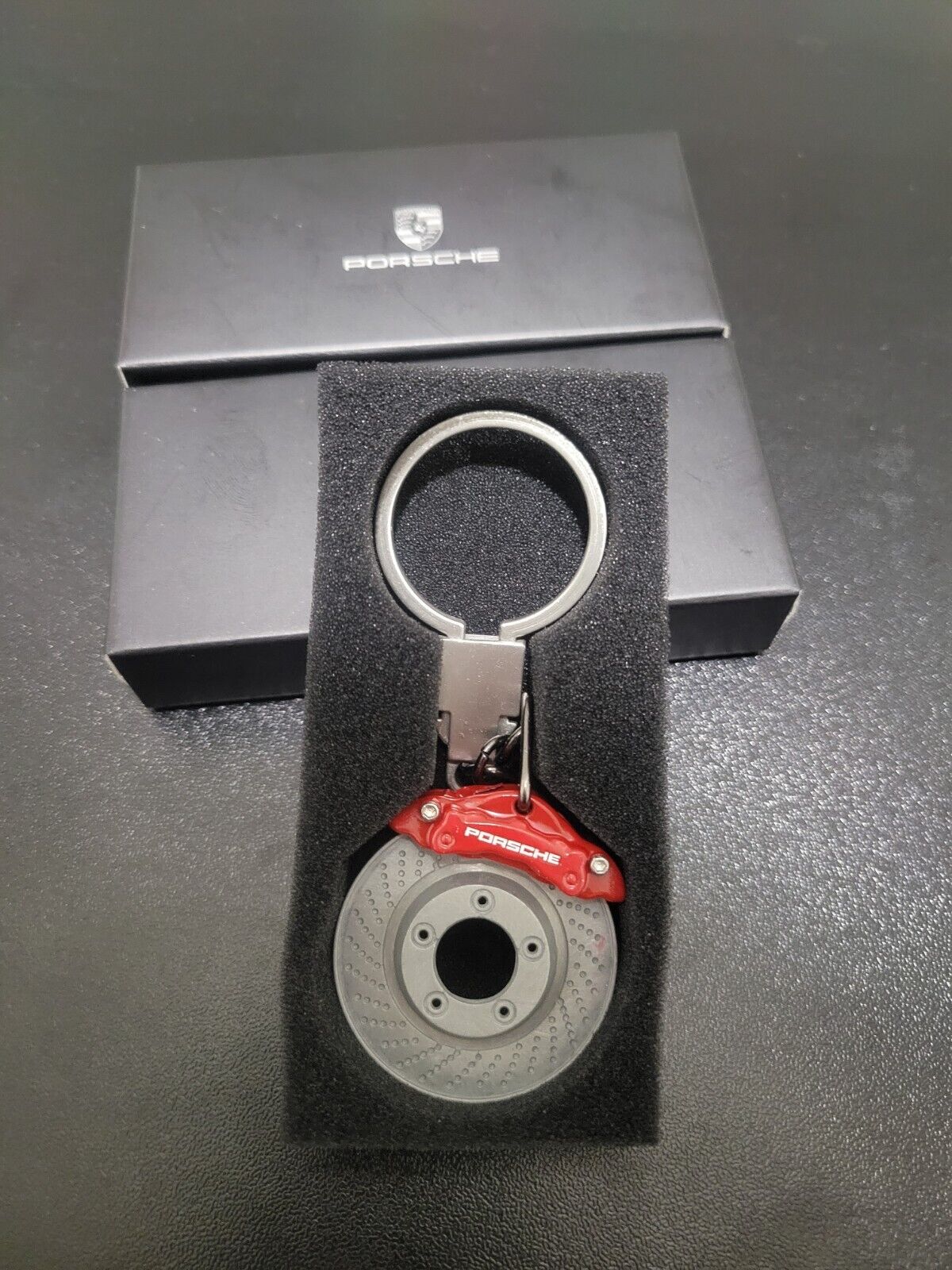 PORSCHE Keychain Red Brake Caliper 911 Key Ring Fob With Free Sheild Keychain 
