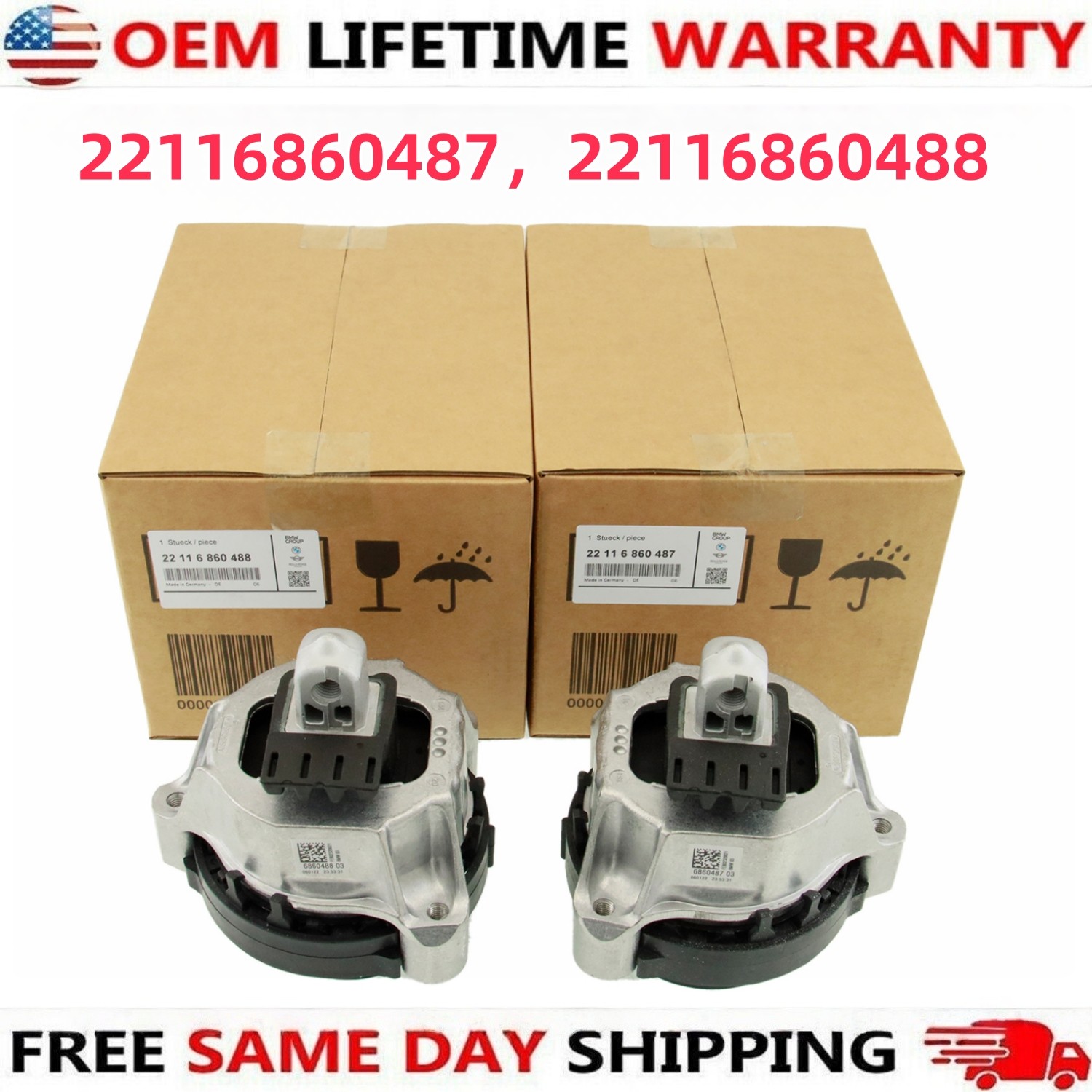 OEM Left+Right Engine Mount For BMW G30 G32 G12 525i 530i 630i 730Li 22116860487