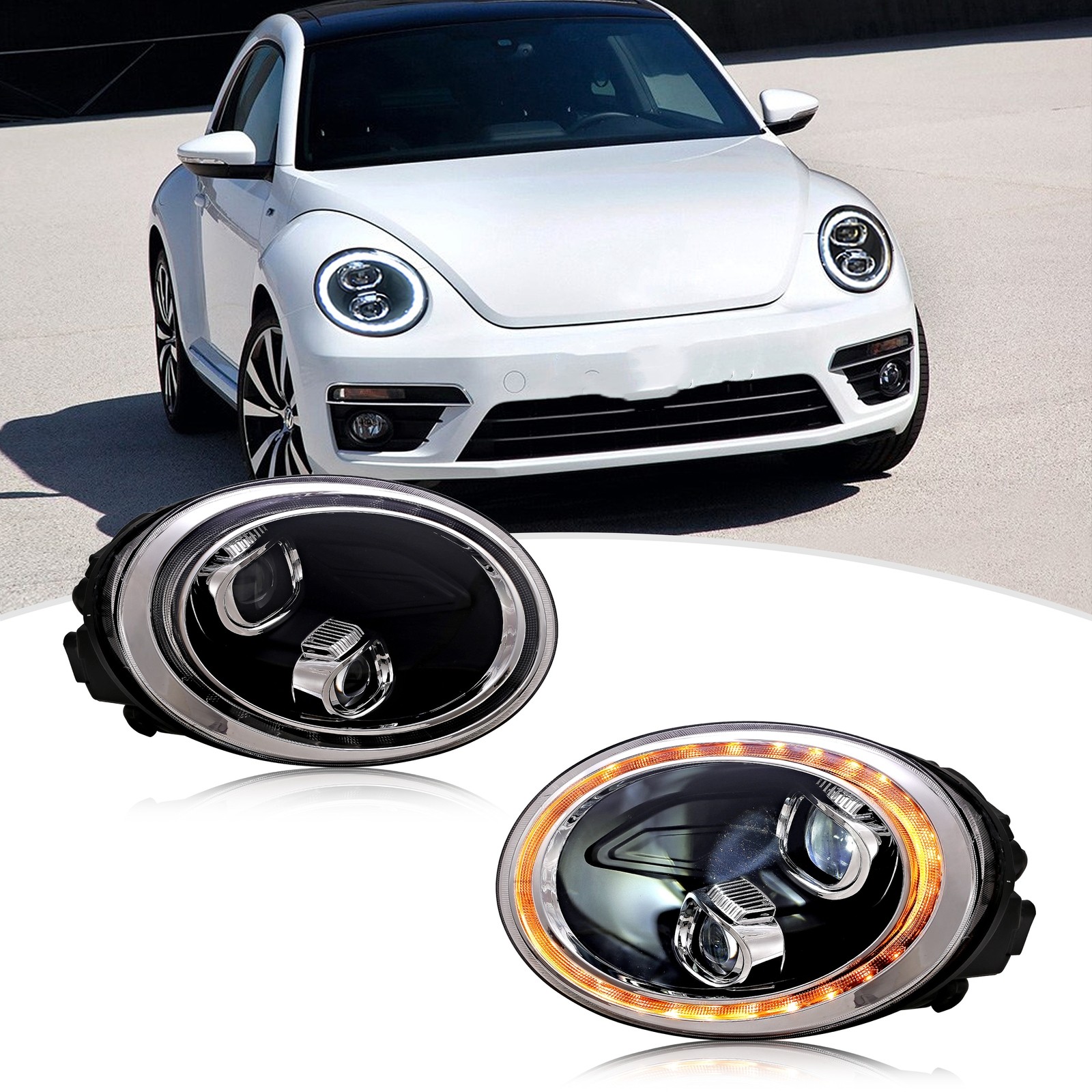 LED Headlights for Beetle 2013-2022 Projector Front Lamps Pair Assembly