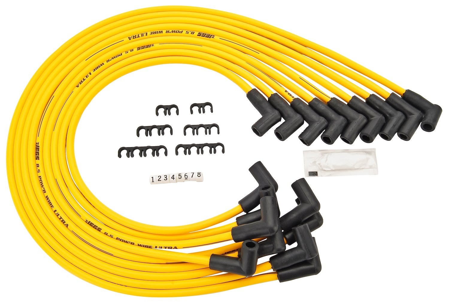 JEGS 8.5mm Yellow Ultra Pow\'r Wires Big Block Chevy Under Headers