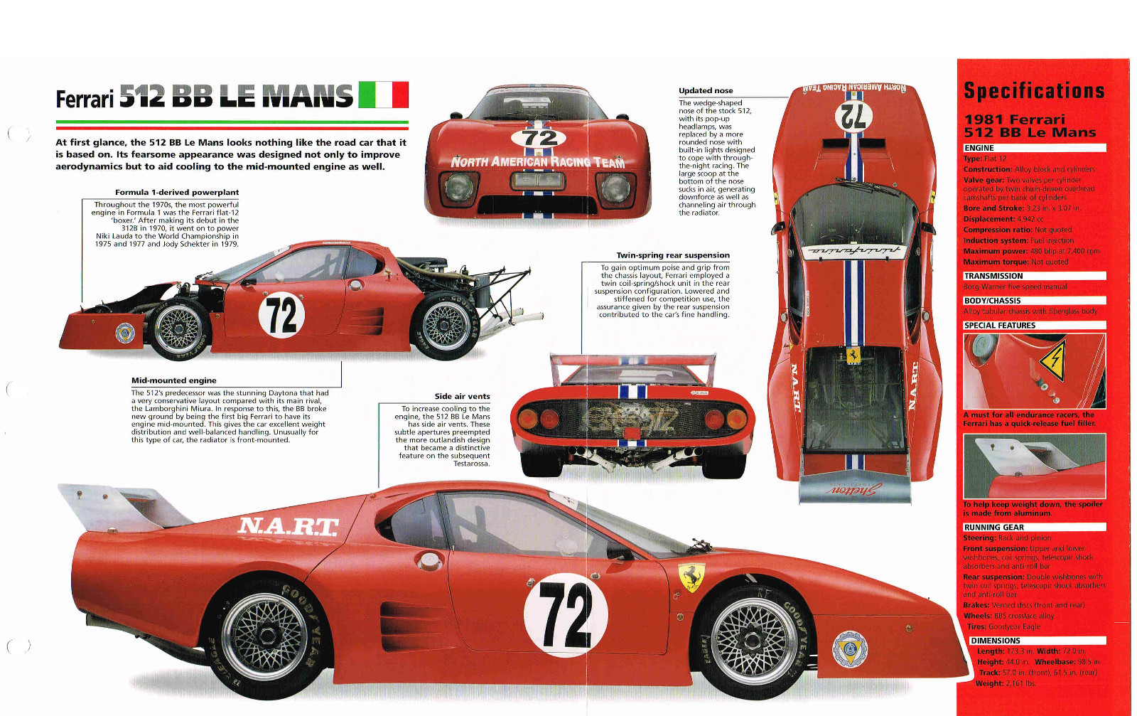 1981 FERRARI 512 BB Racing Car LeMans IMP Brochure