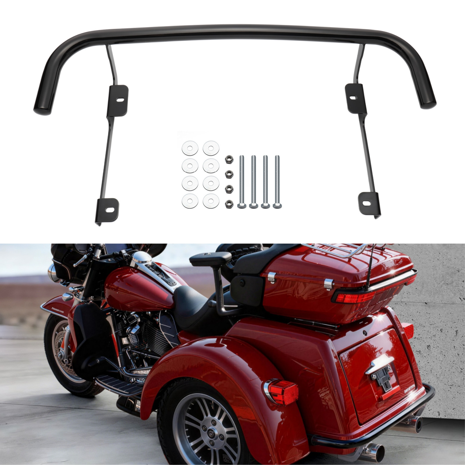 Tri Glide Ultra Classic Trunk Guard Rear Bumper Crash Bar for Harley Trike 09-25